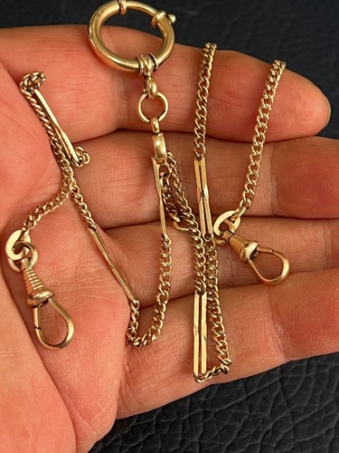 Antique Victorian Pocket Watch Chain Hallmark Union B.T. Gold Filled - Picture 8 of 8