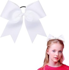 Oaoleer 8inch Jumbo Large Cheer Bows Ponytail Holder Elastic Band