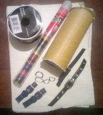 Craft Lot: Halloween Wired Ribbon, Champagne Veil Tulle, Metal Bobbins, Straps