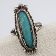 Turquoise 925 Sterling Silver Women's Ring Sz. 5 1/2'