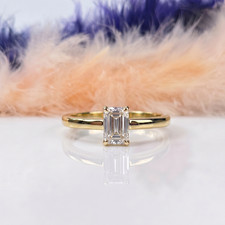 1.50 CT Emerald Cut Lab Created Diamond 10K Gold Solitaire Engagement Ring