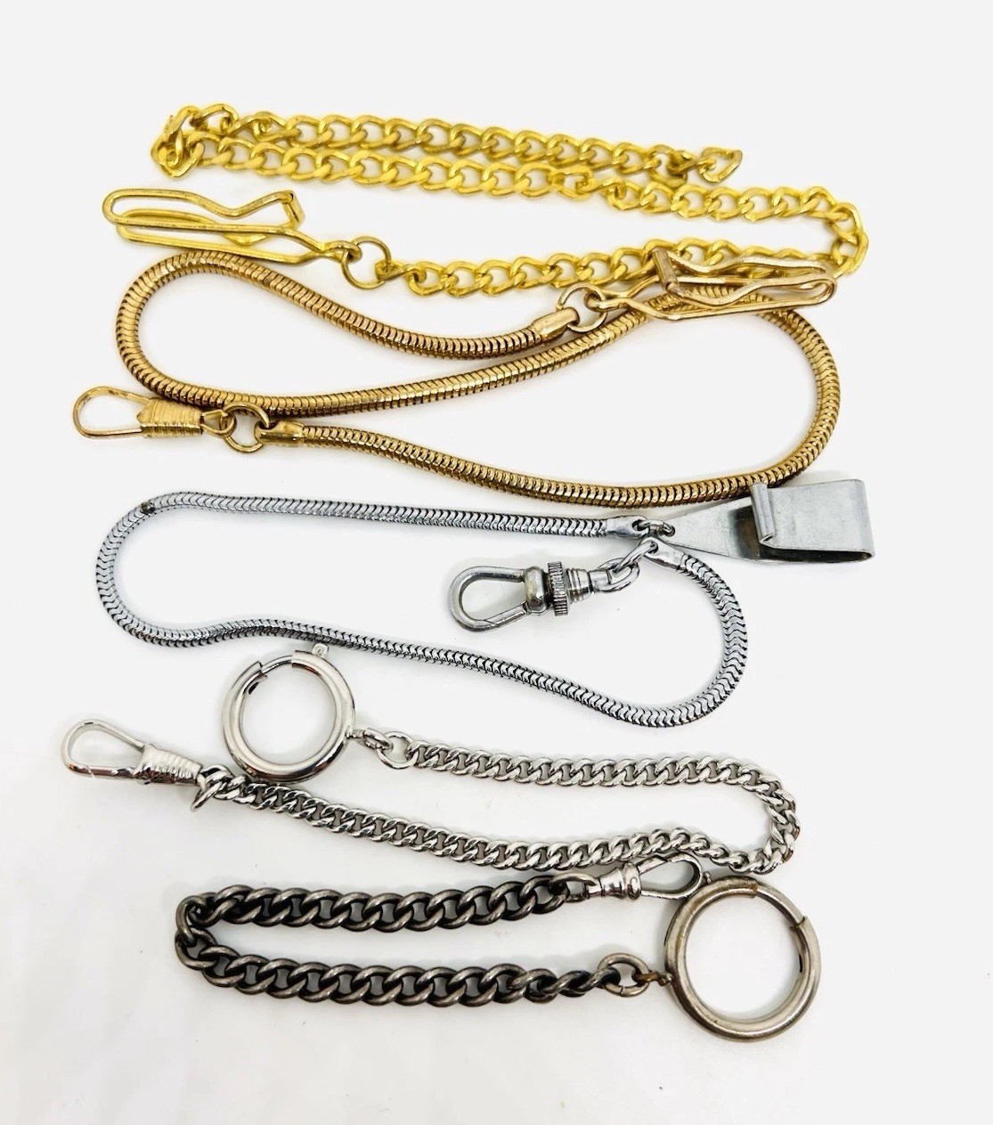 Watch Pocket Lot Vintage Silver Chains &amp; Tone Vintage Swivels 5 Jewelry of Gold - vintagewatches.pk
