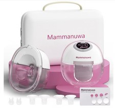 Mammanuwa S32 Wearable Double Electric Breast Pump, LED, Battery, Case, Pink