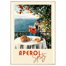 Aperol Spritz Cocktail Art Print Retro Drink Poster Minimalist Modern Wall Art