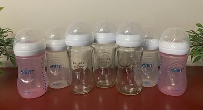 8 Ounce Glass And 9 Ounce Plastic Avent Baby Bottles