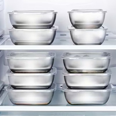 10pcs Stainless Steel Food Containers w/ Lids | Airtight Lunch & Storage Set