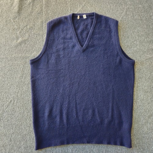 Jaeger, Vintage Jaeger London Men Navy 100% Cashmere V-Neck Sweater Vest Quiet Luxury