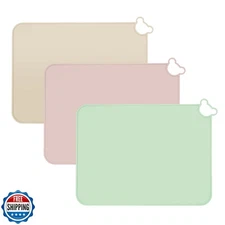 PandaEar 3 Pack Silicone Placemat for Toddlers Kids for Dining Table and Rest