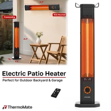 Outdoor Electric Patio Heater 1500W Infrared w/Remote for Patio Garage Backyard