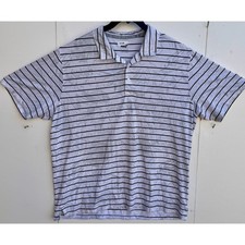 Puma Golf Polo Shirt Mens XL White Navy Striped Tropical Leaf Performance Top