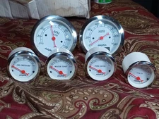 DOLPHIN 3 3/8 QUAD PRO WHITE STREET ROD GAUGE SET STREET ROD HOT ROD, UNIVERSAL