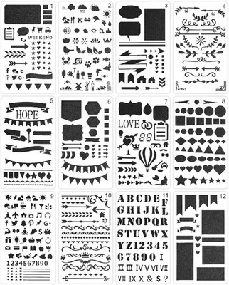 Mr. Pen- 12 Pack Journal Stencils, 4x7 Inch, Bullet Journaling Supplies,... 