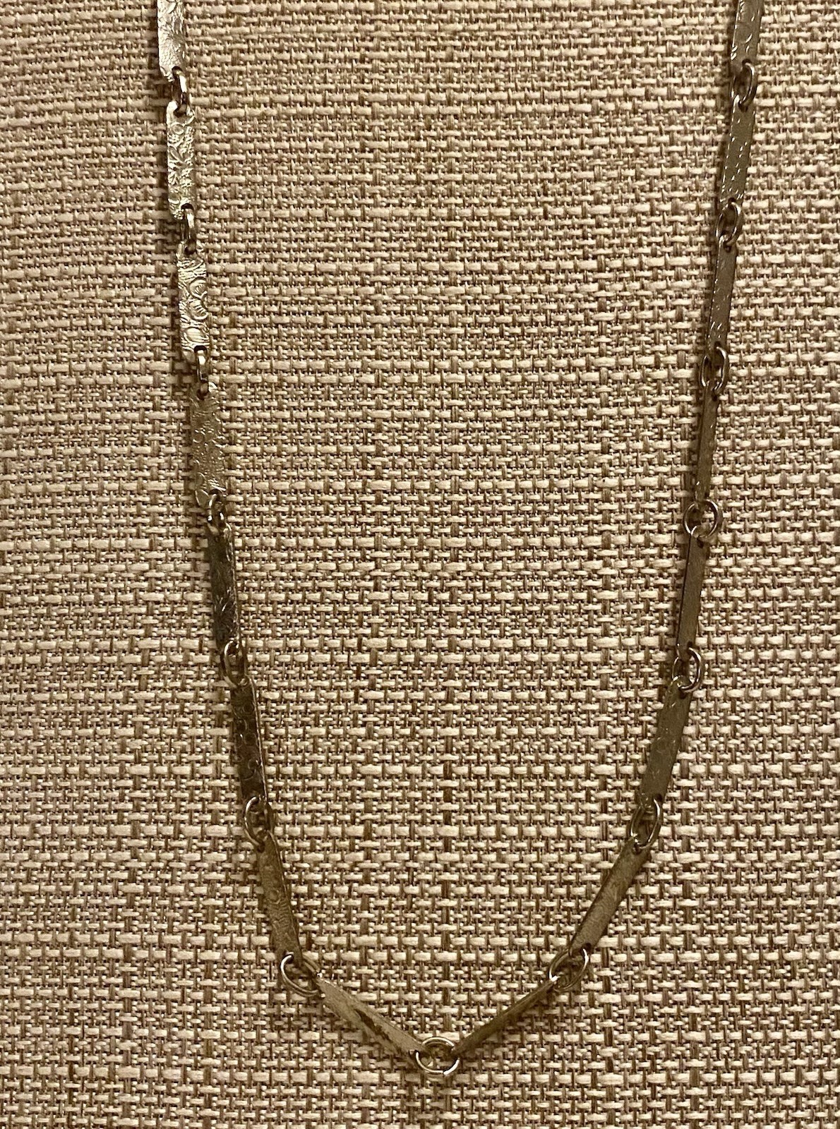 Silver Tone Textured Rectangle Panel Link Chain N… - image 5