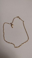 10k Yellow Gold Dolphin Charm Anklet Vintage 1.1g