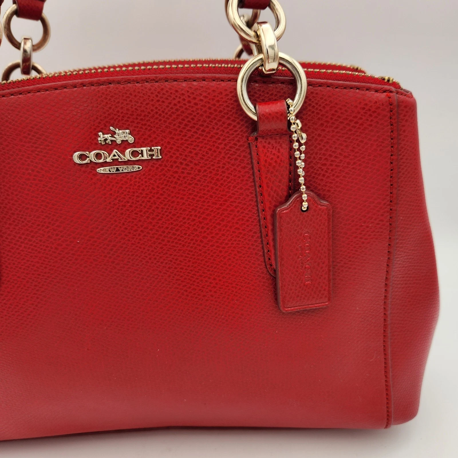 Borsa a mano Coach #36704 mini Christie in pelle rossa incrociata senza cinturino