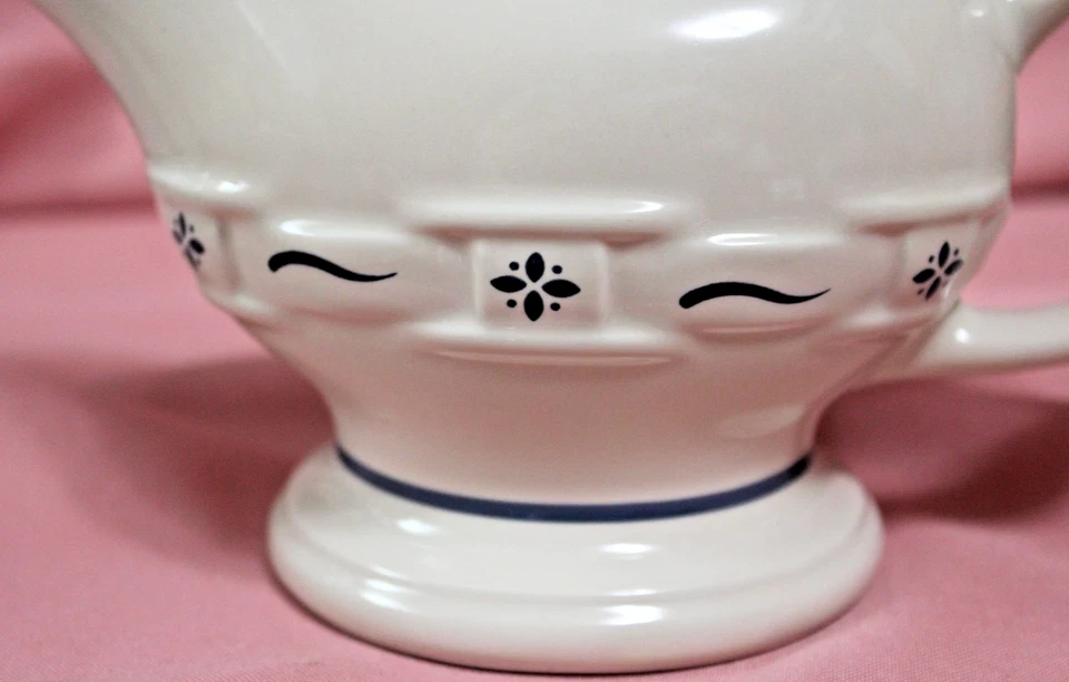 Longaberger Cerámica Tejida Tradiciones Clásico Azul Gravy Barco Servidor BONITO Foto 2 de 4