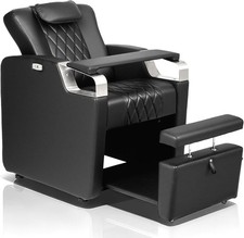 Luxury Black Pedicure Chair for Nail Salon, Adjustable Backrest and Height Black