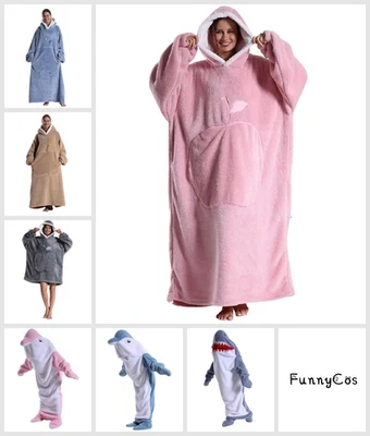 FUNNYCOS Wearable Blankets PJs Pyjamas One Size Loungewear Hoodie Fleece One-Piece Unisex
