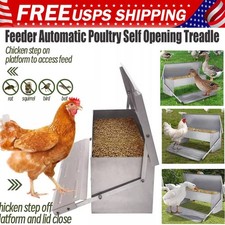 5KG Automatic Chicken Food Feeder Treadle Self Opening Feed Galvanized US Stock