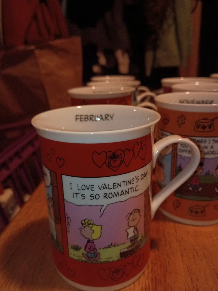 Danbury Mint Peanuts Calendar Coffee Mug Vintage Complete Set See Description  - Image 3 of 4