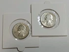 Washington Quarters - 1964 P - Lot of Two - 90% Silver Coins, Circulated