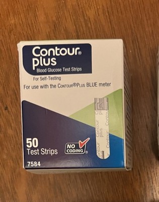 Contour Plus Blood Glucose Monitoring Test Strips  Exp 7-2026-2027 50 In Box New