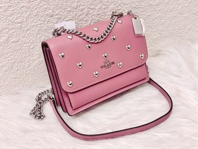 NWT Coach Mini Klare Crossbody Bag With Heart Rivets CDB10 Silver