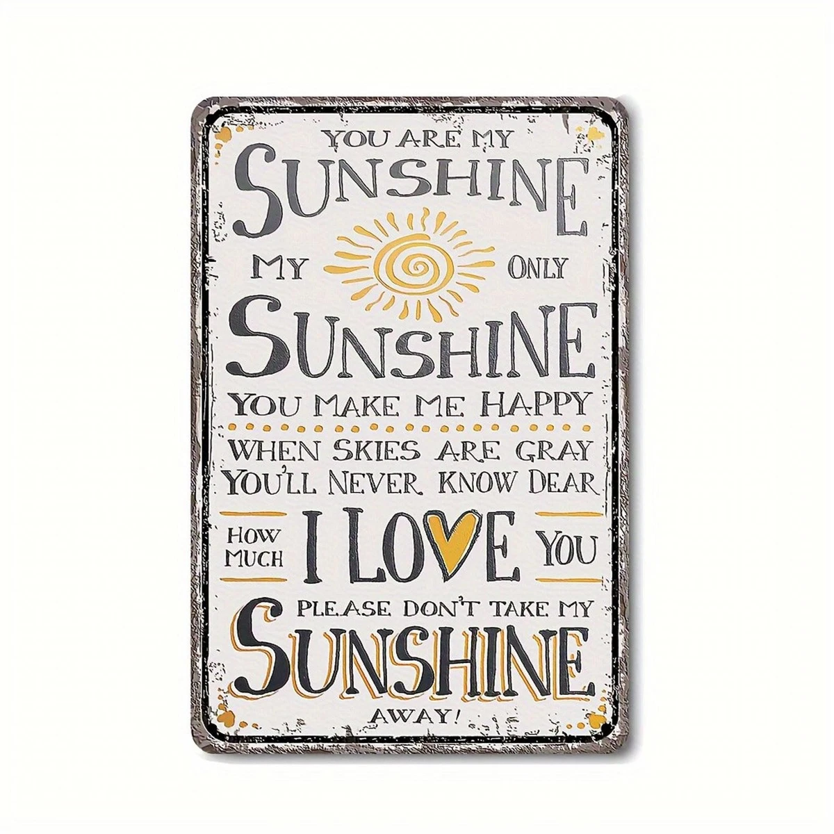 Targa In Metallo Con Soli, You Are My Sunshine, Pittura In Ferro Stile