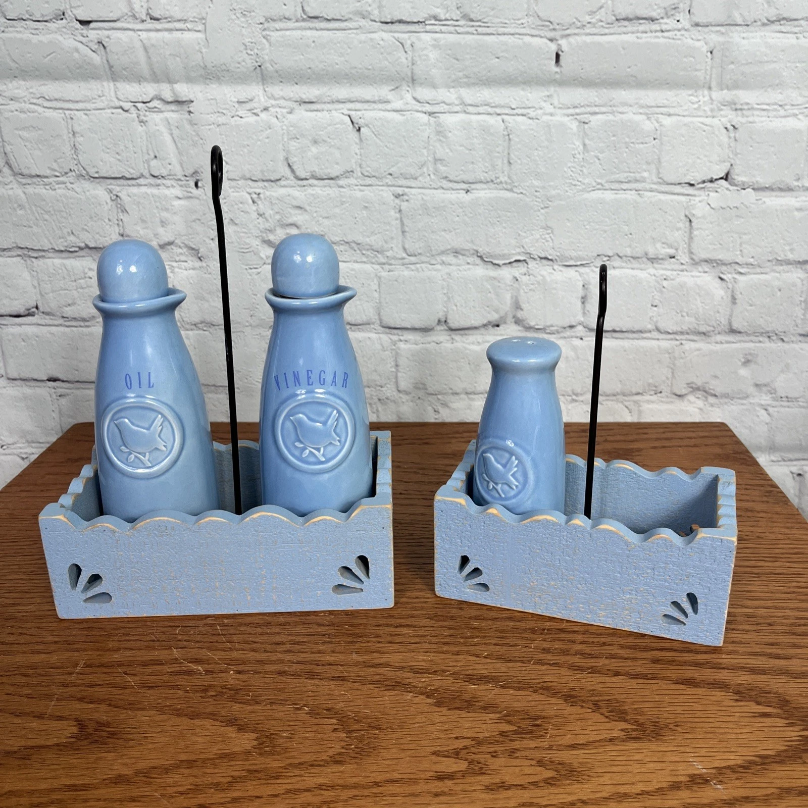 Blue Ceramic Oil &Vinegar Decanter Cruet April Cornell Silvestri Salt Shaker
