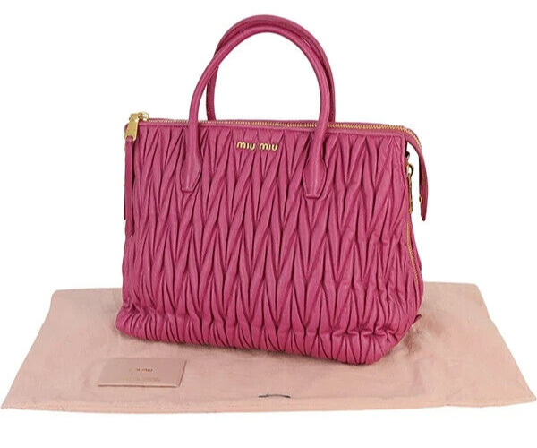 Miu Miu Tote Bag Matelasse Lambskin Azalee Pink RN1015 N88