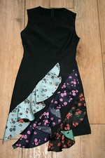 Stunning ruffle party dress SIZE S 8 contrast frill boho quirky club evening