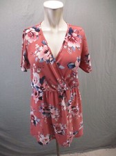 RUE21 Size M Womens Multicolor Floral Short Sleeve Faux Wrap Short Dress 385