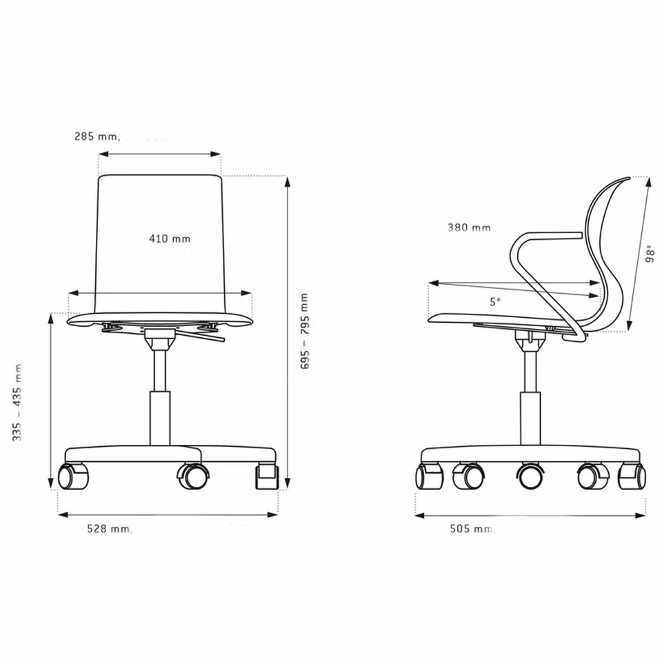 Flötotto Pro Chair Drehstuhl, Größe 4 - weiß / Alu poliert / Rollen weich - NEU - Bild 4 von 4