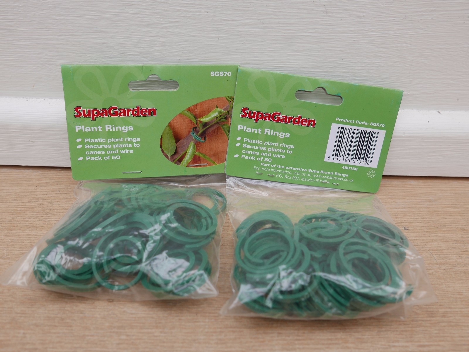 2 X PACKS OF 50 SUPAGARDEN PLASTIC PLANT RINGS SGS70