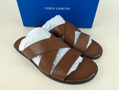 Vince Camuto Sandals Mens 8 M Waely Slides Cognac Brown  display picture 1
