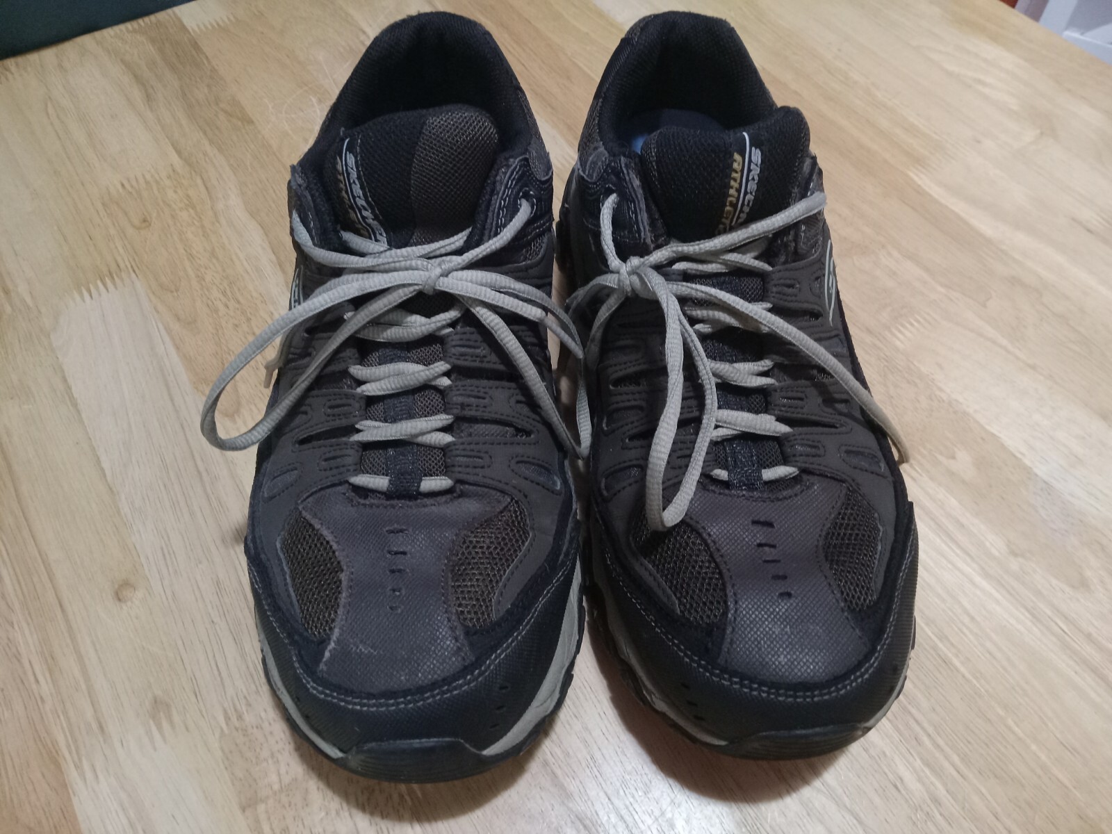 Skechers Afterburn Memory Foam Mens Size 11 EWW Wide Brown Leather