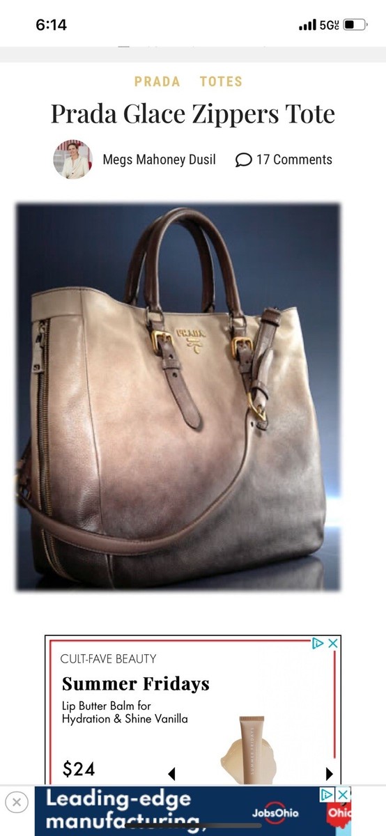 Authentic PRADA GLACE ZIPPERS Leather Nappa 2Way Tote Bag Authentic PRADA GLACE ZIPPERS Leather Nappa 2Way Tote Bag