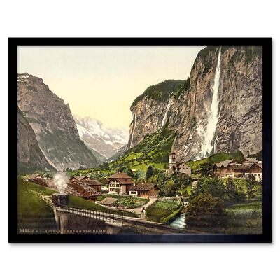 Foto Lauterbrunnental Wasserfall Staubbach Jungfrau Schweiz gerahmter Druck