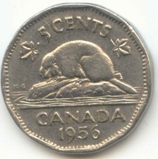 Canada 1956 Five Cent Canadian Nickel 5c Beaver EXACT COIN