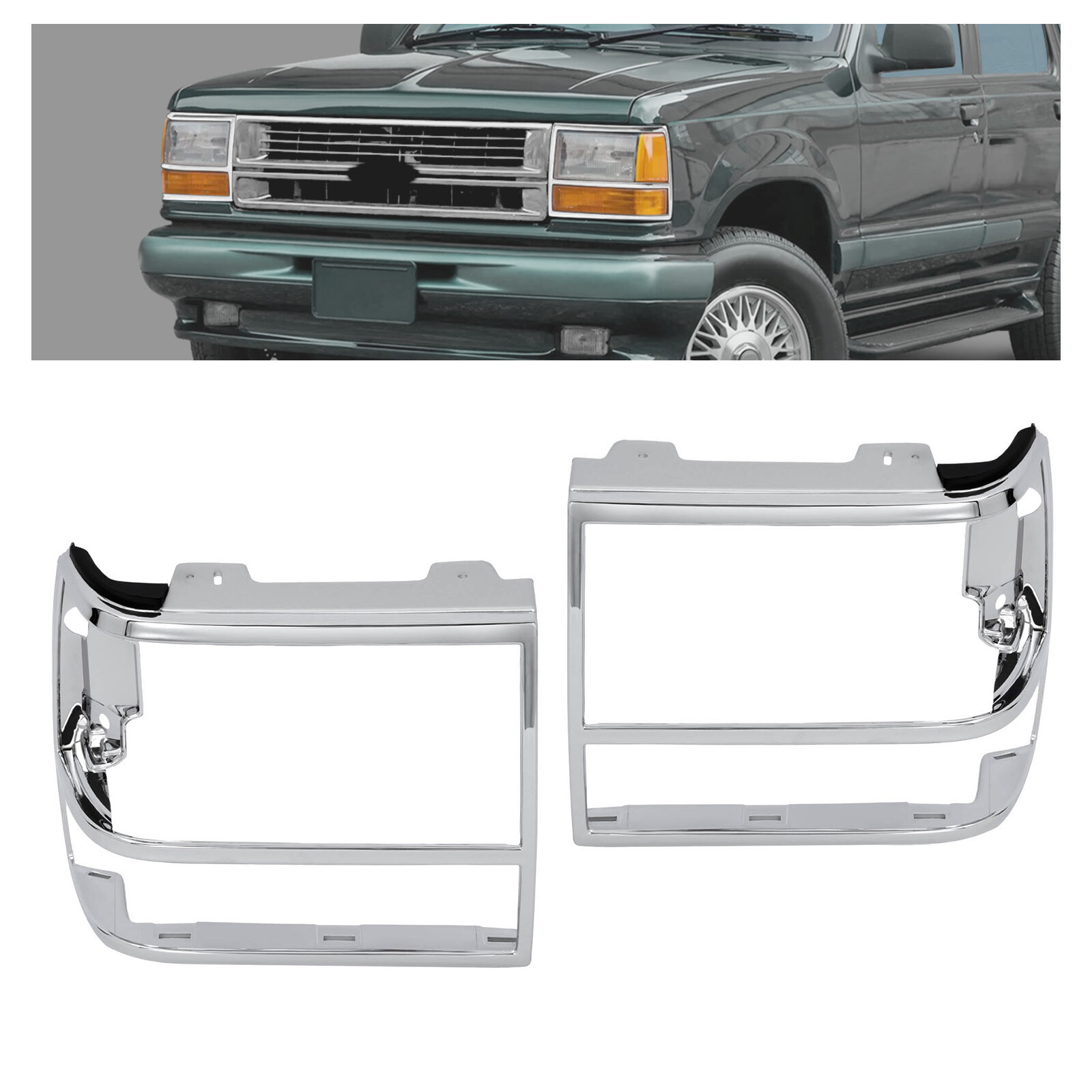 Headlight Door Set For Ford Ranger Bronco Explorer 1989-1994 Left & Right Chrome