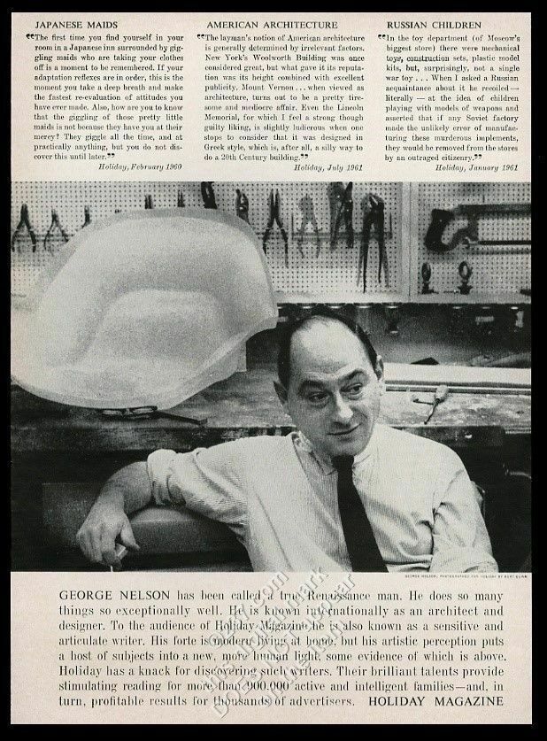1961 George Nelson modern chair workbench photo Holiday vintage print ad