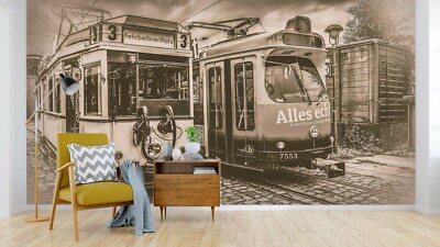 3D Retro Train G146 Transport Wallpaper Mural Self-adhesive Removable Wendy