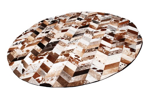 Cowhide Round Patchwork Carpet Handmade Cowhide Carpet Home Décor Cow Skin 31 - Picture 3 of 6