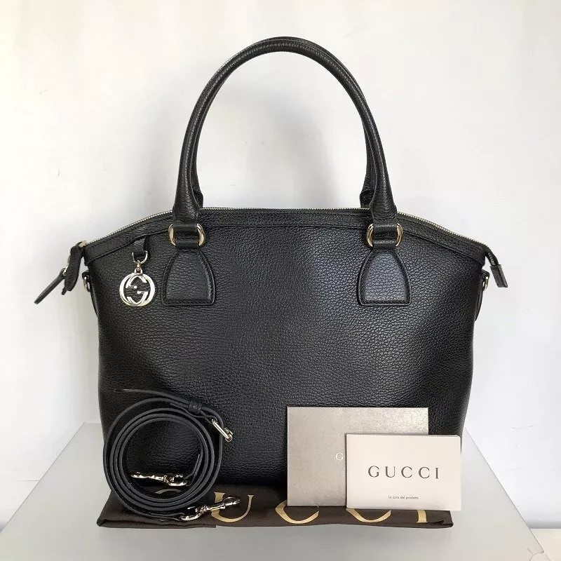 Sac à main bidirectionnel GUCCI Iverlocking G cuir véritable 449651 sac bandoulière noir EX+