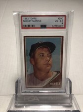 1962 Topps Baseball Card Mickey Mantle New York Yankees PSA 4 VG-EX  #200 HOF