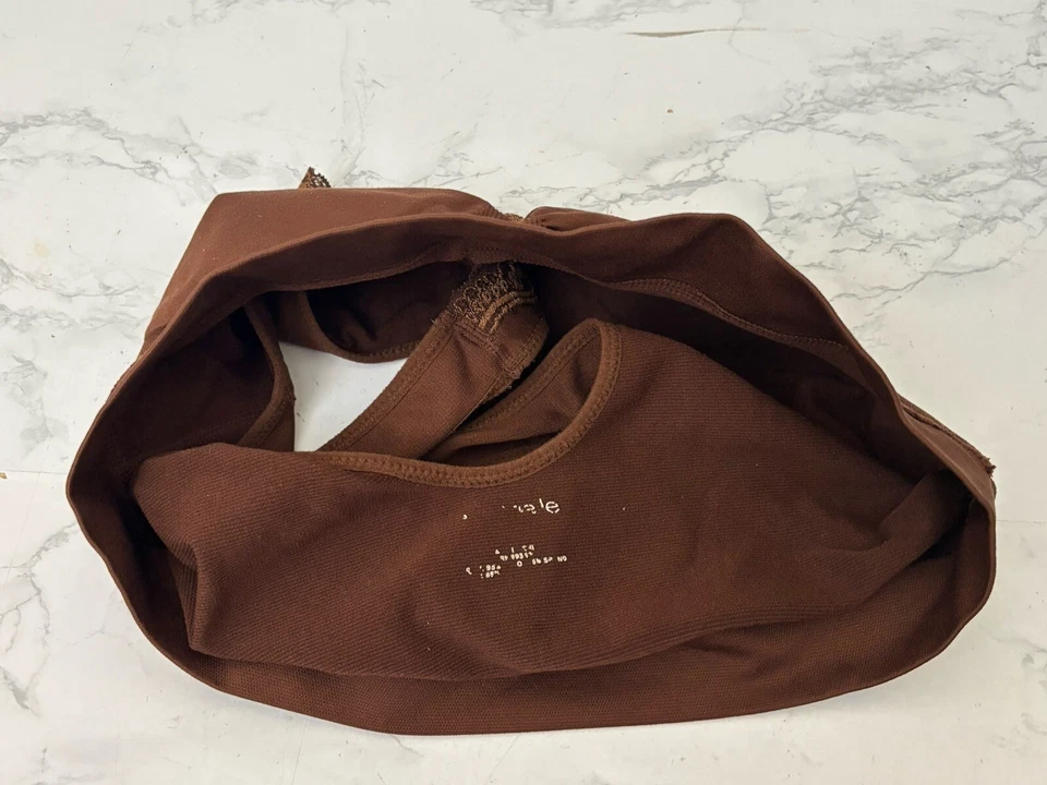 Sujetador deportivo marrón sin marca para mujer talla L ligeramente acolchado flecos de ganchillo elástico W1 Foto 4 de 4