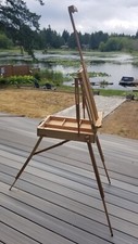 French Wood Artist Easel Portable Travel Painting Easel  Pallet