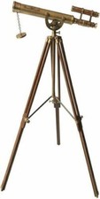 Antique Brass Telescope 18 Inch Double Barrel With Adjustable Tripod Stand
