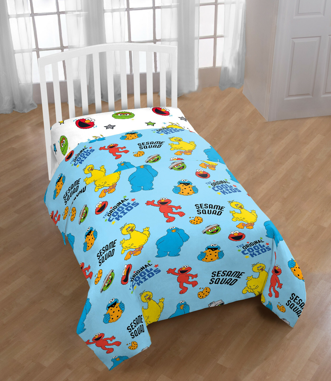 Sesame Street Blue \u0026 White 'Stripes' Kids Full Microfiber Bed Sheet Set