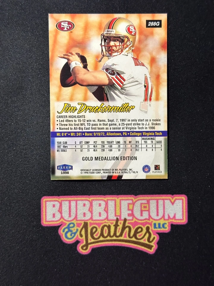 1998 Ultra Gold Medallion Jim Druckenmiller #288G - Image 2 of 2